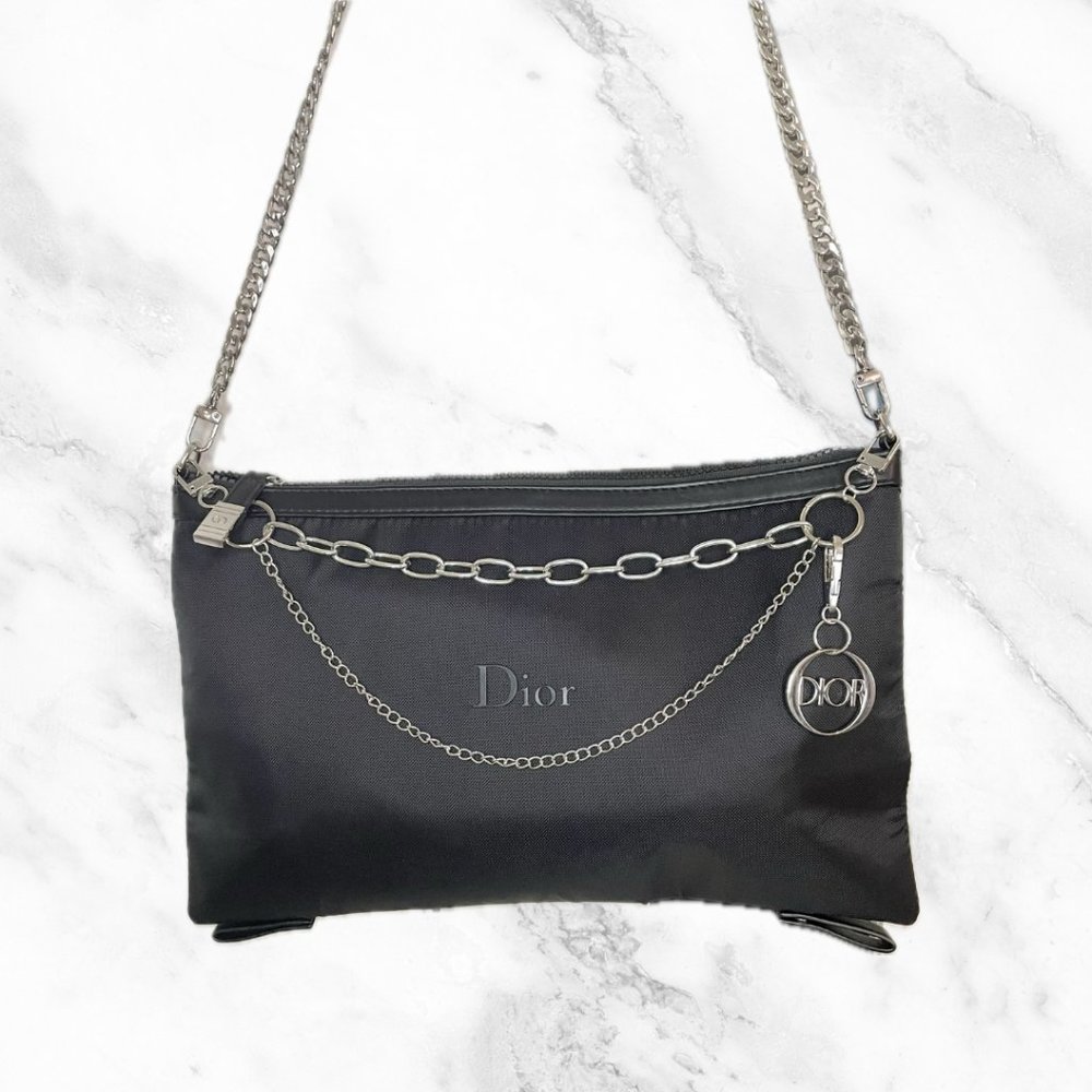 Dior Black & Silver Nylon Crossbody Bag